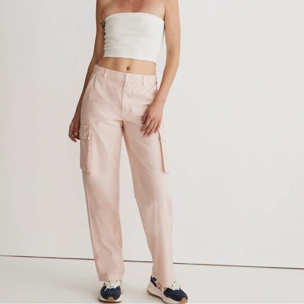 Madewell - Garment-Dyed Low-Slung Straight Cargo Pants, Pink, 23, NWT